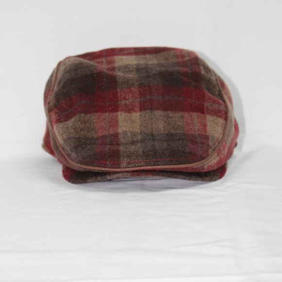 Cremieux Men's Wool Blend Plaid Tartan Celtic Flat Hat Red Grey Tan Small Medium - Picture 4 of 8